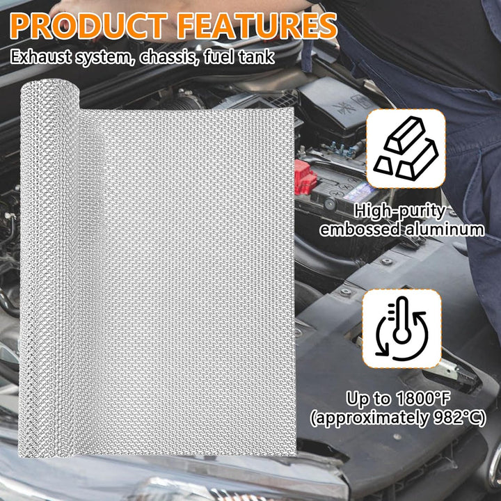 Hitzeschutz Hitzeblech Geprägte,Motor-Wärmedämmung 200cm x 40cm Aluminium Motorsport Isolierung Hitz