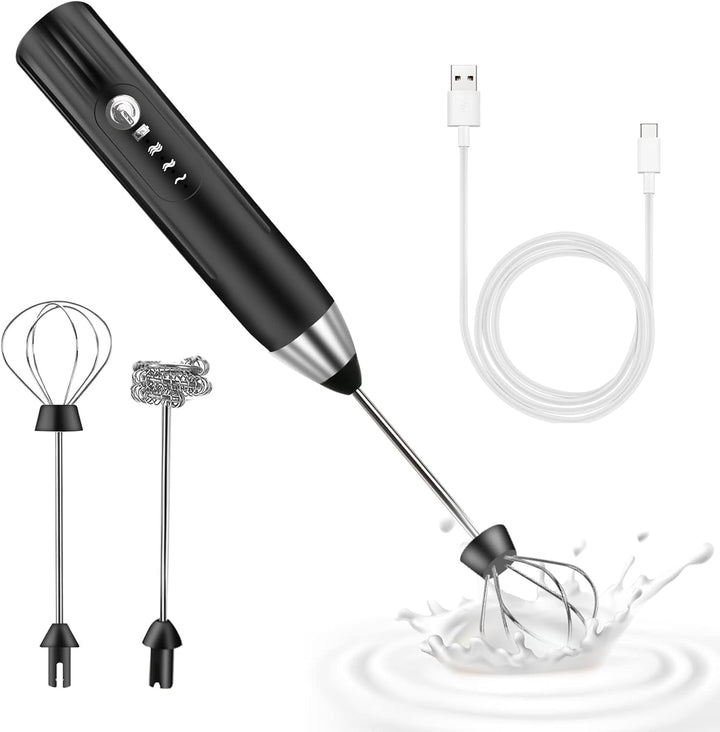 Milchaufschäumer Elektrisch Stab,USB Wiederaufladbar Milchschäumer Elektrisch, elektrischer Schneeb