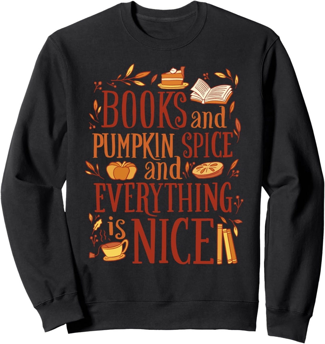 Bücher und Kürbis-Gewürz und alles schöne süsse Fall Sweatshirt
