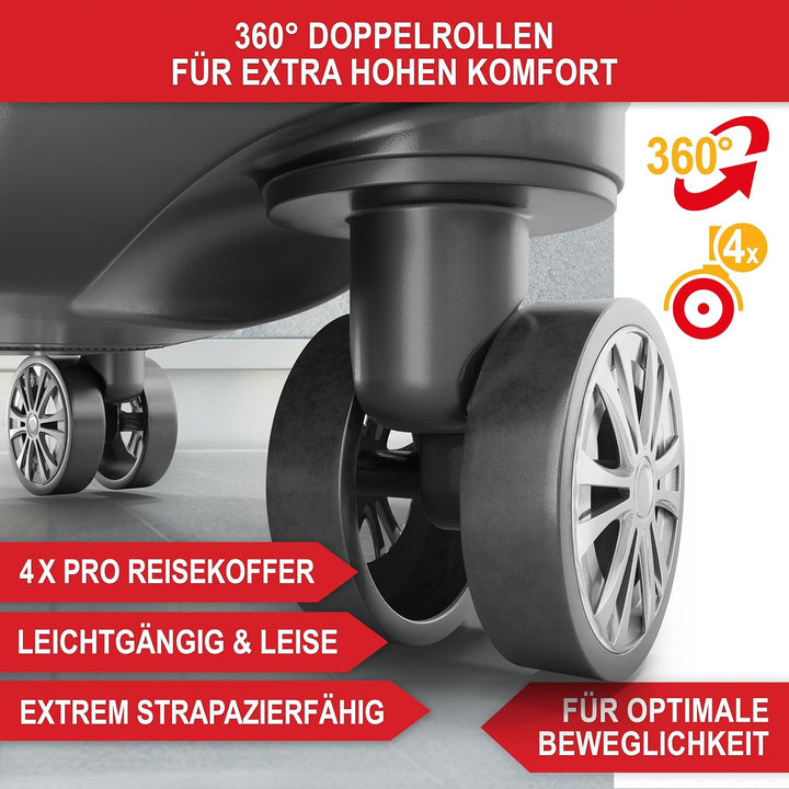 Onbest Premium Kofferset 4-TLG. – Hartschalenkoffer mit TSA-Lock, USB-Anschluss – 1x Kofferwaage, 2X