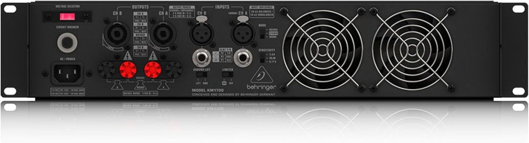 Behringer KM1700 Professioneller 1700-Watt-Stereo-Leistungsverstärker mit ATR (Accelerated Transient