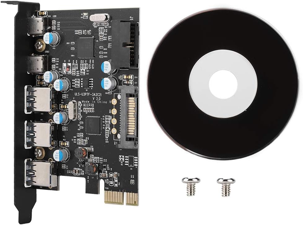 ASHATA 5-Port USB PCIe Express Controllerkarte, USB 3.0/Type-C zu PCI-E Erweiterungskarte Schnittste