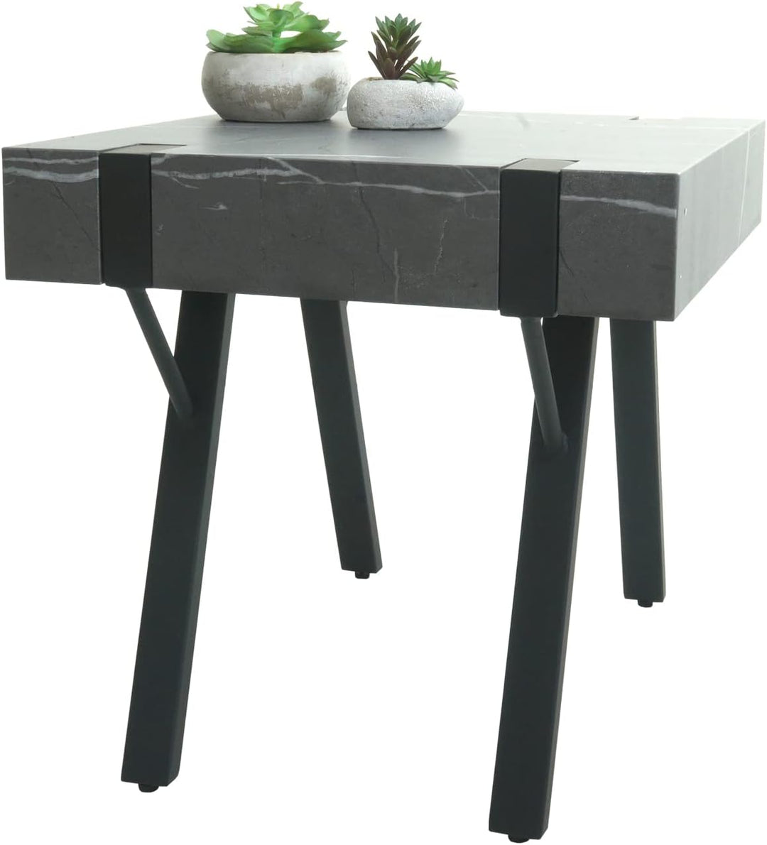 Mendler Beistelltisch HWC-L54, Kaffeetisch Nachttisch Loungetisch Couchtisch, Eisen MDF 50x55x50cm -