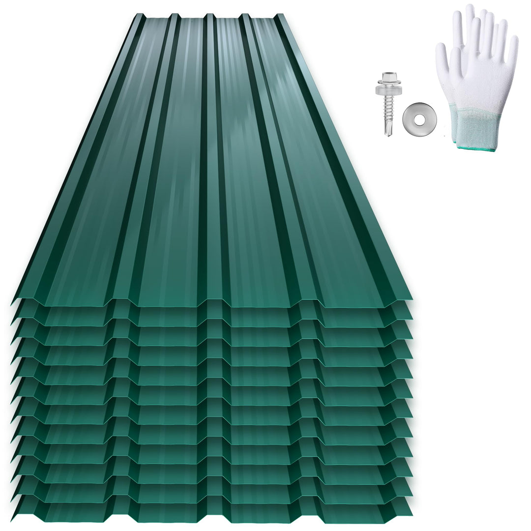 SUBTLETY 12er Wellplatten Verzinkter Stahl Trapezblech Dachblech Set mit inkl. Schrauben und Handsch