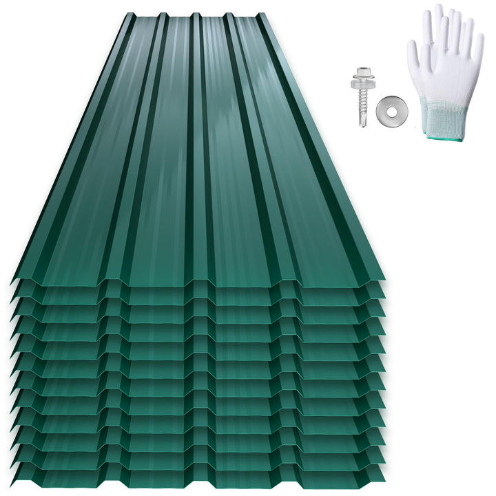 SUBTLETY 12er Wellplatten Verzinkter Stahl Trapezblech Dachblech Set mit inkl. Schrauben und Handsch