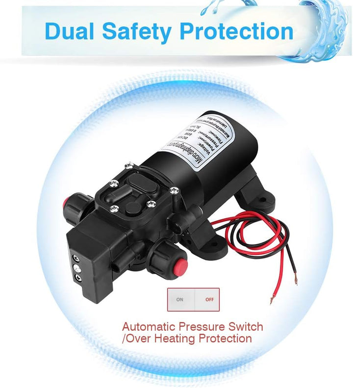 DC 12V Selbstansaugend Wasserpumpe, Membranpumpe Druckwasserpumpe Micro Diaphragm Pump Hochdruckwass