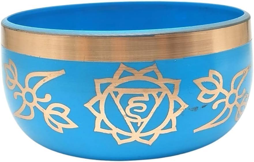 Tibetan Himmelblau Singing Bowl Set mit Klöppel & Kissen - Handgefertigte Klangschale für Meditation
