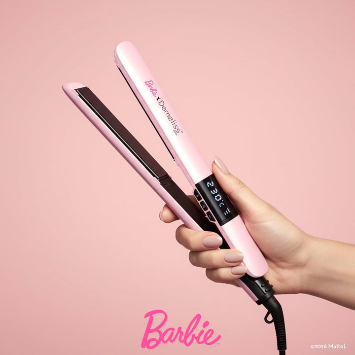 Demeliss PINK Barbie Haarglätter 2-in-1 – dünne Keramik-Turmalinplatten mit Keratin angereichert – N
