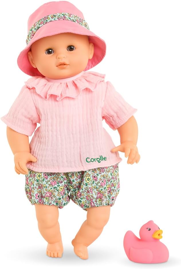 Mon Premier Poupon Badebaby Coralie, Weichkörper-Badepuppe mit Badetier, Schlafaugen, abnehmbare Kle