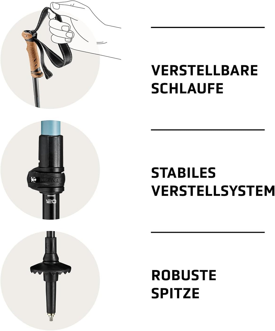 LEKI Legacy Wanderstöcke Damen & Herren | verstellbare Trekkingstöcke aus Aluminium (110-145cm) mit