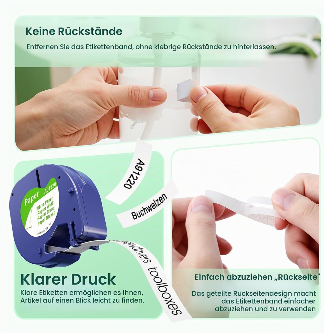 5x MarkField Kompatible für Dymo LetraTag Etikettenband Paper, Kompatible mit Dymo Letratag Papier E