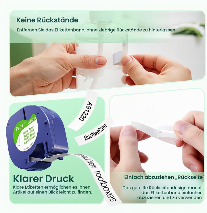 5x MarkField Kompatible für Dymo LetraTag Etikettenband Paper, Kompatible mit Dymo Letratag Papier E