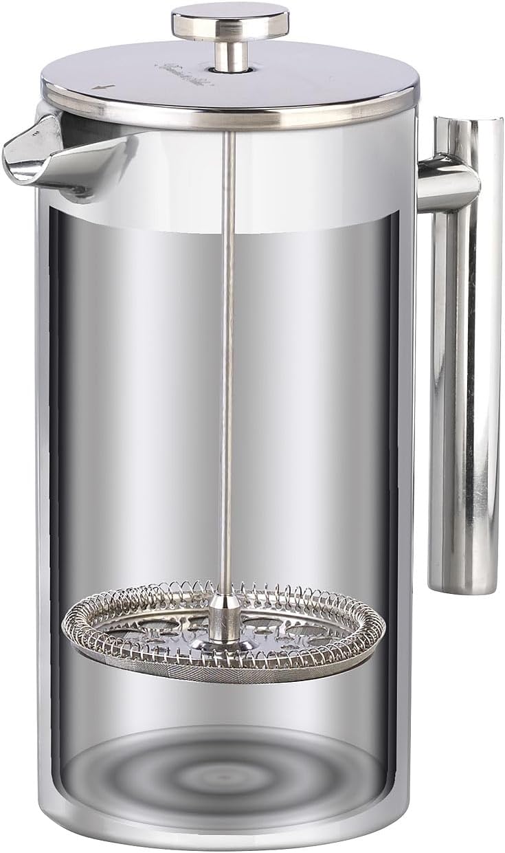 Rosenstein &amp; Söhne Frenchpress-Kanne: 2er Set French-Press, 1,5 Liter, doppelwandig, Edelstahl (Fren
