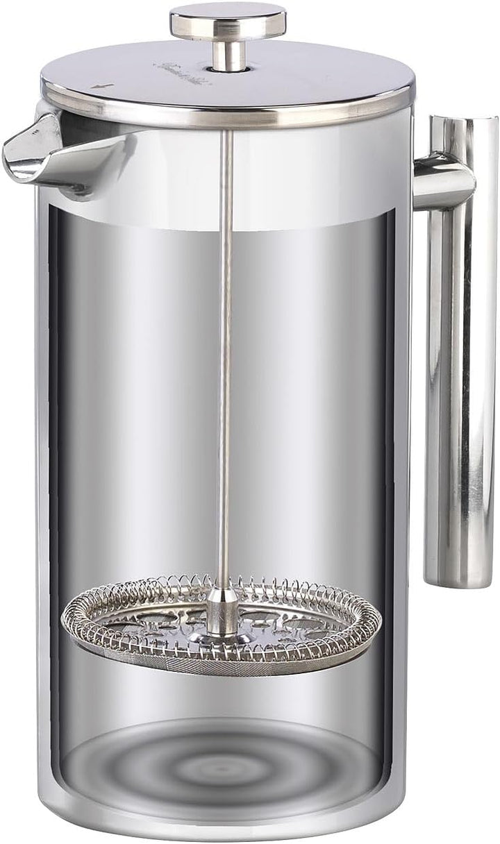 Rosenstein &amp; Söhne Frenchpress-Kanne: 2er Set French-Press, 1,5 Liter, doppelwandig, Edelstahl (Fren