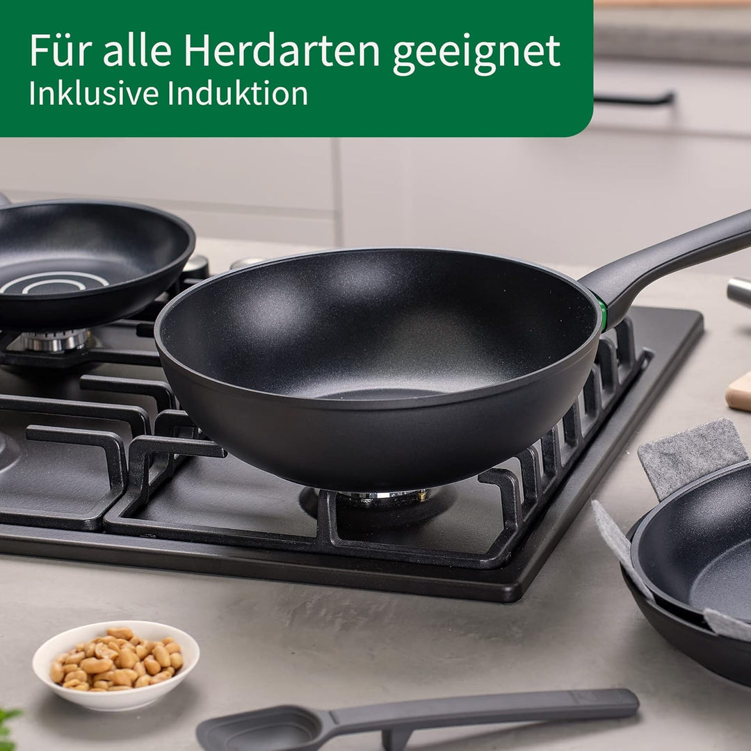 FACKELMANN Chefkoch Wokpfanne Ø28 cm Hamburg mit Antihaft-Beschichtung – Wok aus Aluminium: Extra le