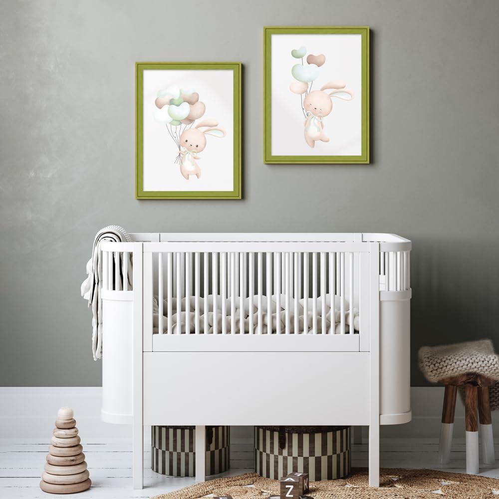 WANDStyle Kinderzimmer Bilderrahmen für Kinderzeichnungen DIN A3 29,7x42 cm, moderner Holzrahmen Grü