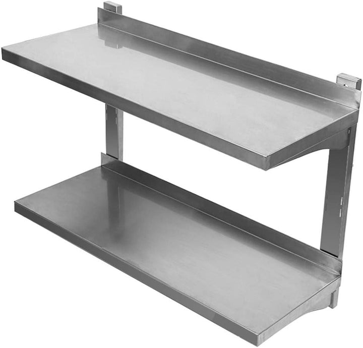 Flyelf Edelstahl Wandregal für Küche Esszimmer Küche Regal Edelstahl Regal 2 Schichten höhenverstell