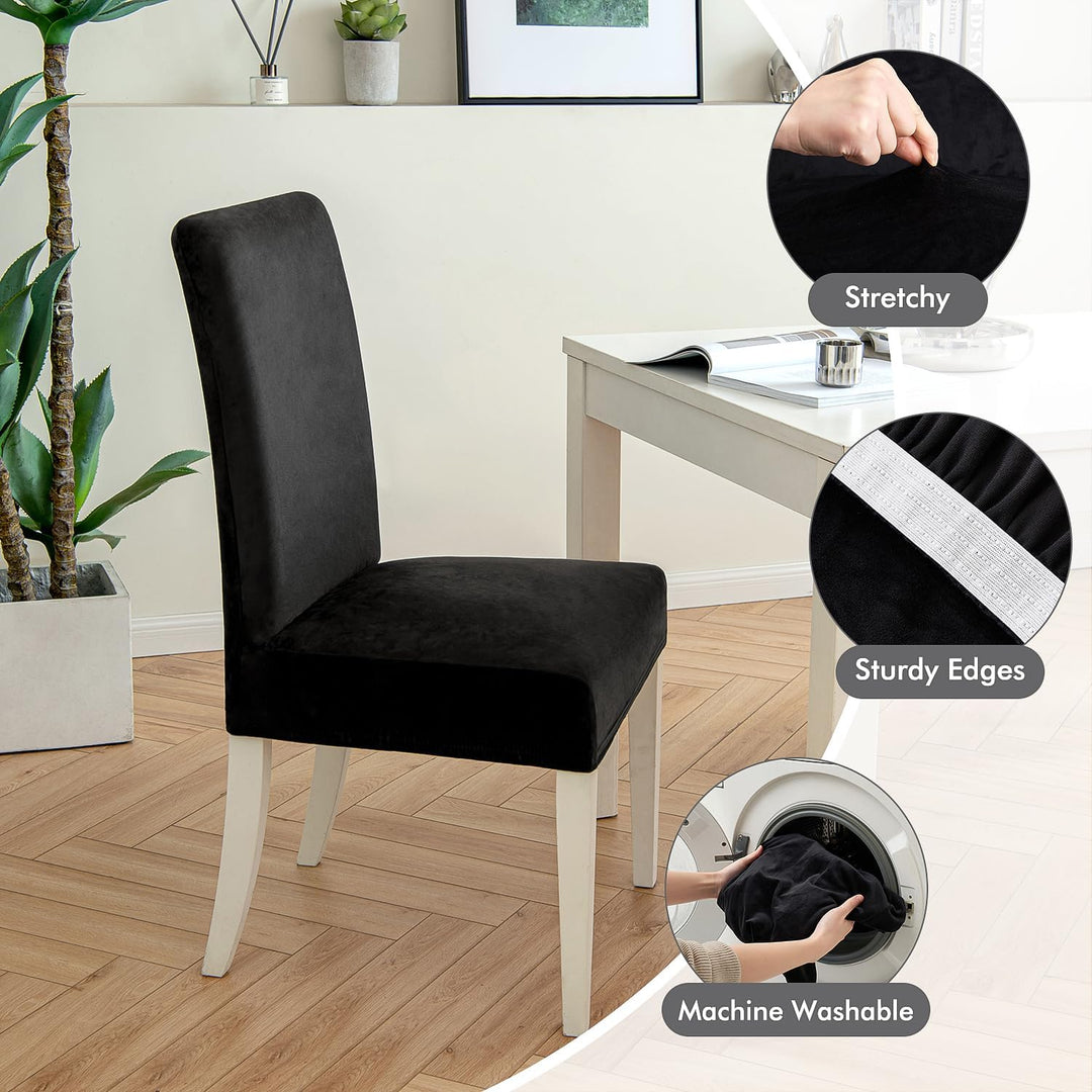MIULEE Stuhlhussen 4er Set Stuhlhusse Samt Stretch Elastischer Stuhlbezug Abnehmbarer Waschbarer Stu
