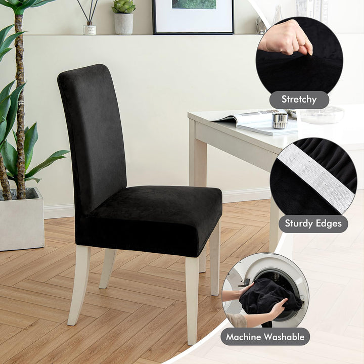 MIULEE Stuhlhussen 4er Set Stuhlhusse Samt Stretch Elastischer Stuhlbezug Abnehmbarer Waschbarer Stu
