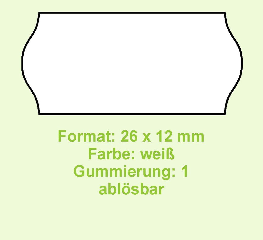 Original CreenLine Haftetiketten Format 26 x 12 mm weiss, Gum 1 (ablösbar), 18 Rollen, Made in Germa
