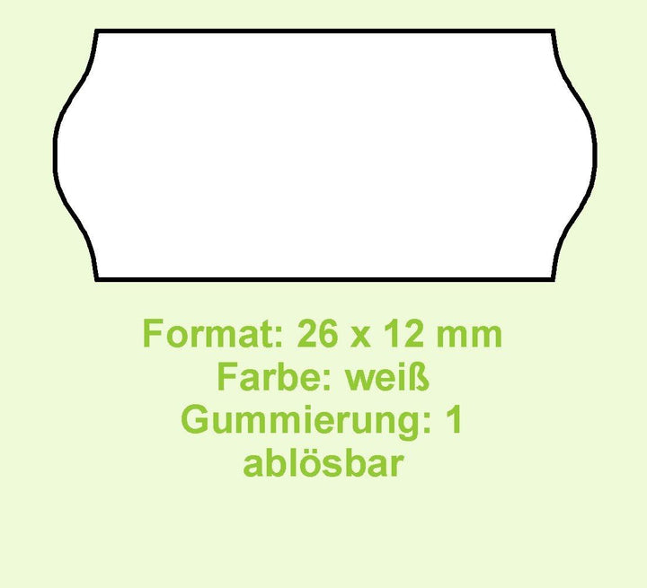 Original CreenLine Haftetiketten Format 26 x 12 mm weiss, Gum 1 (ablösbar), 18 Rollen, Made in Germa