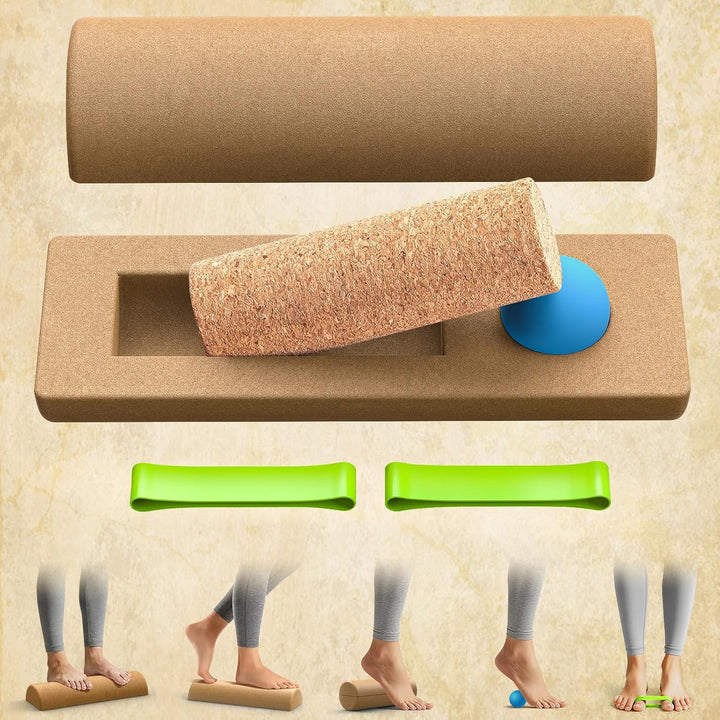 Kork Balance Board | Sprunggelenk-Stabilitätstrainer mit strukturierter Naturkorkoberfläche und Wide