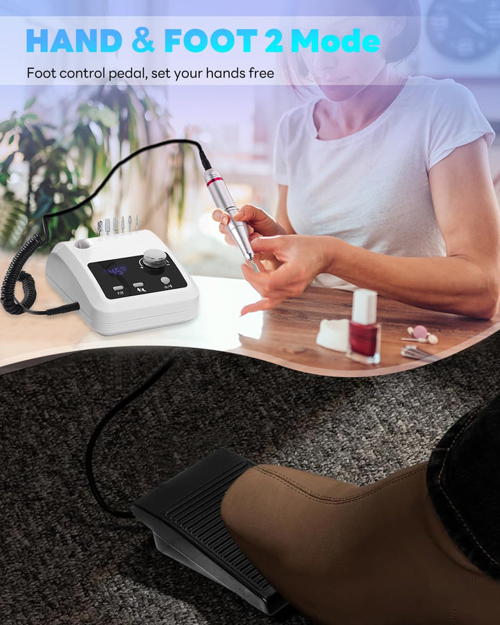 CozyZen Elektrische Nagelfräser Professional: 45000 U/min Nagelpflege-Kit mit LCD-Display（Weiss） Wei
