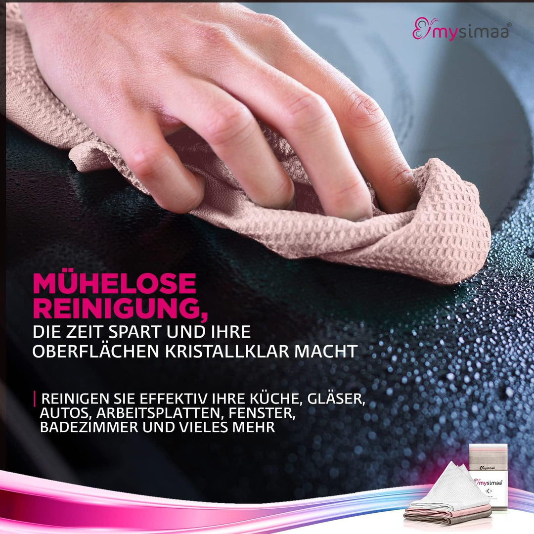 mysimaa Mikrofasertücher 40x40 – Fenstertuch Streifenfrei, Autopflege, Putzlappen Küche - Reinigungs