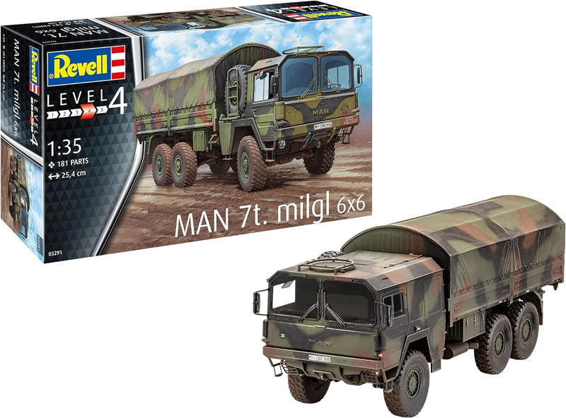 Revell 03291 Man 7t milgl 6x6 Fahrzeug originalgetreuer Modellbausatz für Fortgeschrittene, unlackie