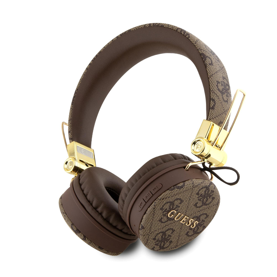 CG Mobile Guess Kabellose Kopfhörer, 4G, PU-Leder, mit Metall-Logo, Braun