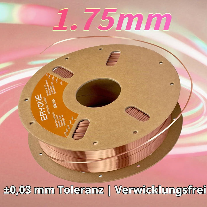 ERYONE Seiden PLA Filament 1.75mm, PLA Seiden Filament für 3D Drucker, 1.75mm +/- 0,03 mm, 1kg /Spul