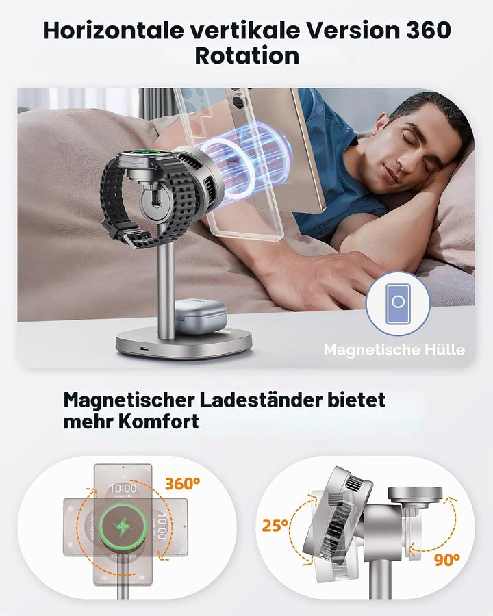 3 in 1 Induktive Ladestation für Samsung, 15W Wireless Charger mit TEC-Kühlung, Magsafe-Ladegerät fü
