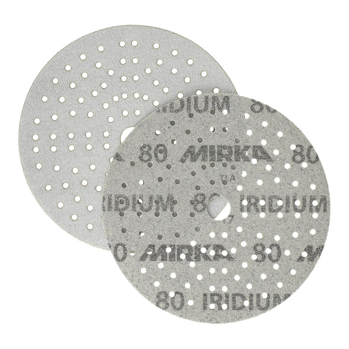 100x MIRKA Haftschleifscheibe IRIDIUM Grip 121L 150mm K.80 f.HO/Metall/Lack/Ku. Korn P80, Korn P80