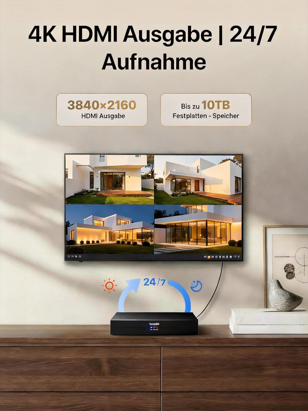 Tenda PoE Überwachungskamera Set Aussen, 8X 4MP CCTV Camera Outdoor + 1TB HDD + NVR (Unterstützt bis