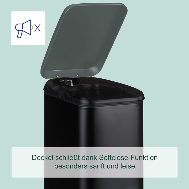 Relaxdays Mülleimer Bad, 5 l, Kosmetikeimer mit Soft-Close, matte Optik, entnehmbarer Inneneimer, Tr