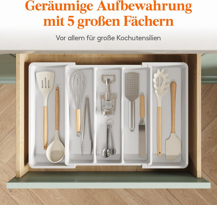 Lifewit Besteckkasten für Schubladen, erweiterbarer grosser Besteckkasten für die Küche, verstellbar