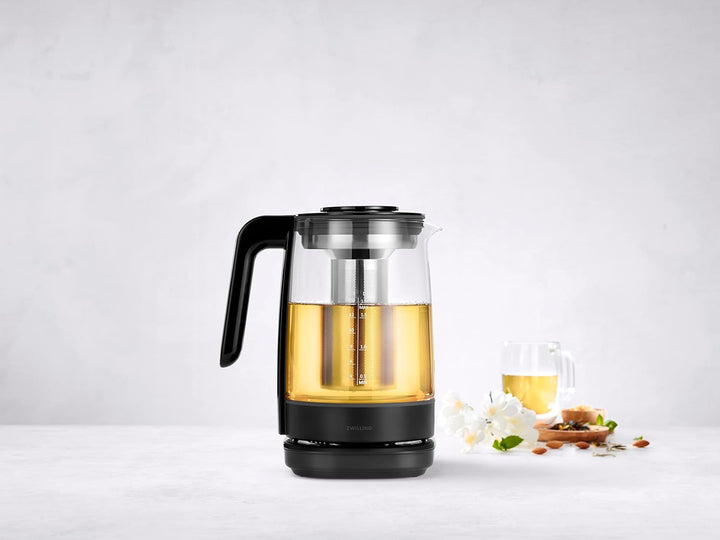 ZWILLING ENFINIGY Wasserkocher aus Glas mit Teesieb, Temperatureinstellung & Teetimer, 1850 Watt, 1,