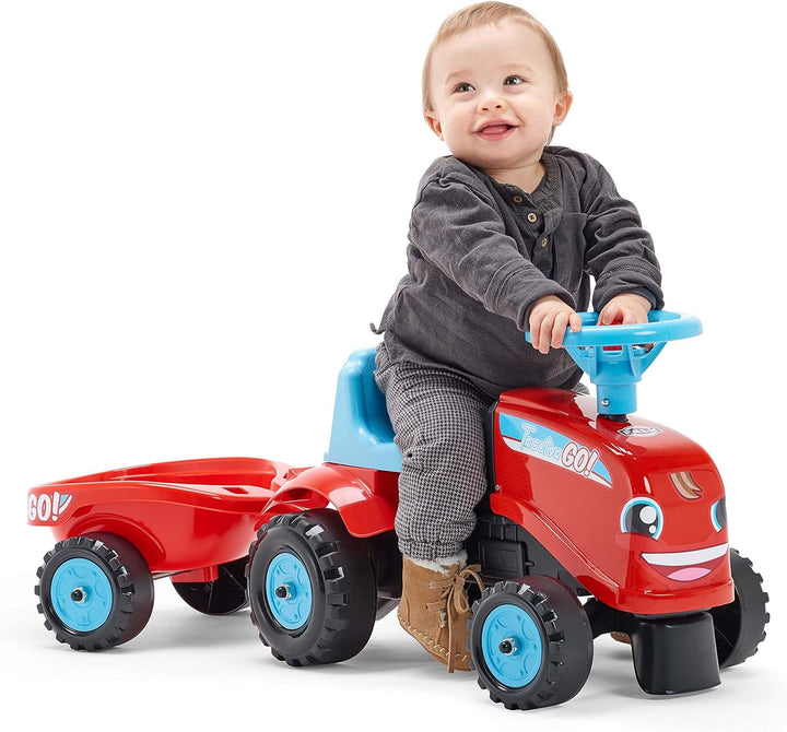 Falk - Traktor Go! Rutschauto mit Anhänger – ab 12 Monaten 2 Stile zur Personalisierung – Nummernsch