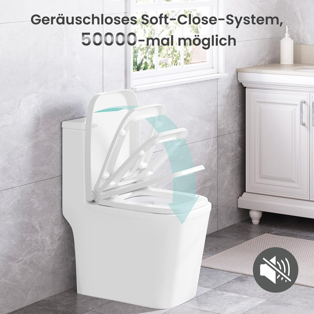 WOLTU Toilettendeckel, WC Sitz Toilettensitz mit Absenkautomatik, Fast Fix/Schnellbefestigung, Durop