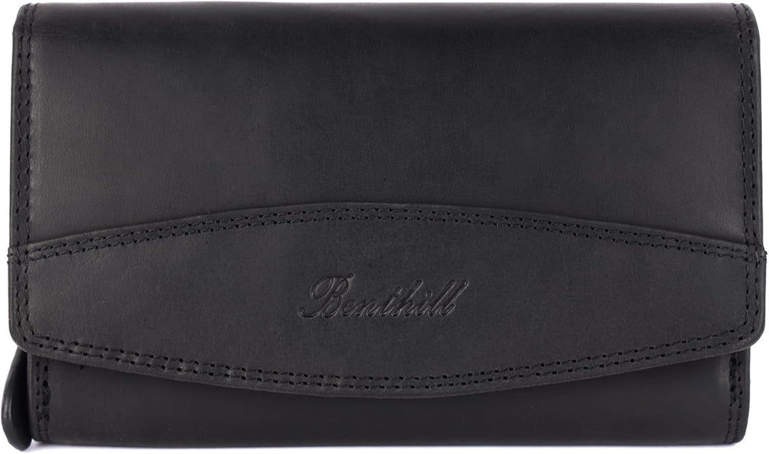 Benthill Geldbörse Gross Echt-Leder - Damen XL Portemonnaie mit RFID Schutz - Frauen Vintage Geldbeu