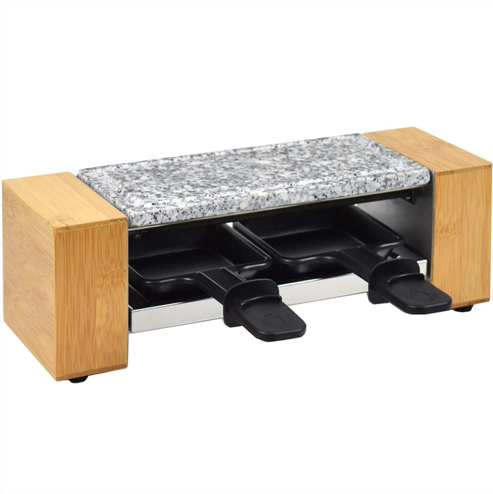 Syntrox Germany RAC-320W Biel Holzdesign Raclette mit antihaftbeschichteter Grillplatte und Naturste