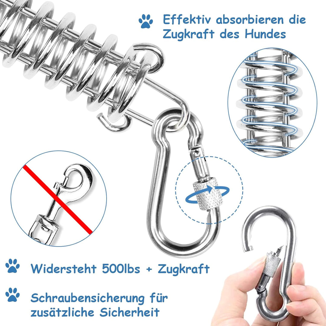 Hofleine für grosse Hunde,Tie Out Cables Leinen Hofleine für Hunde, stossdämpfender Feder,langlebige