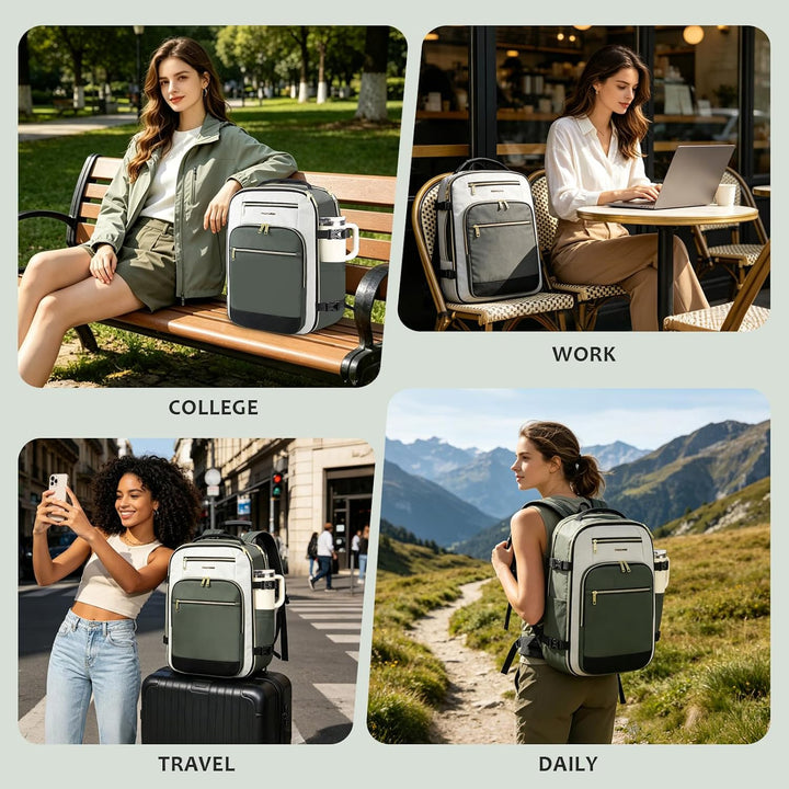 EMPSIGN 40L Reiserucksack Damen, Laptop-Rucksack 17,3 Zoll Handgepäck | Wasserdicht Elegant Rucksack