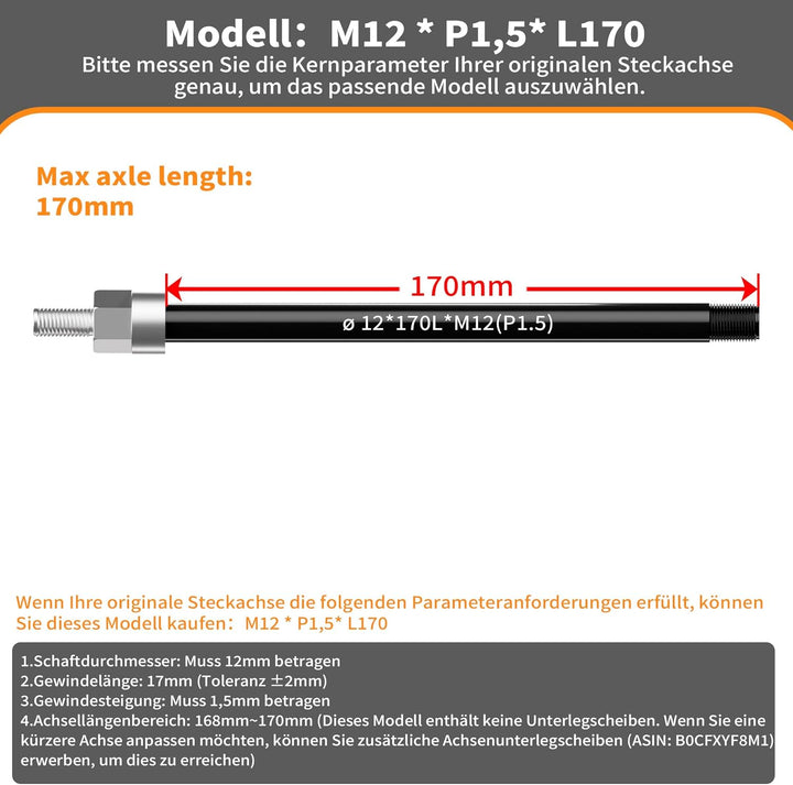 NICEDACK Steckachse Adapter M12 für Fahrradanhänger Kupplung, Fahrrad Steckachsenadapter, Fahrrad St