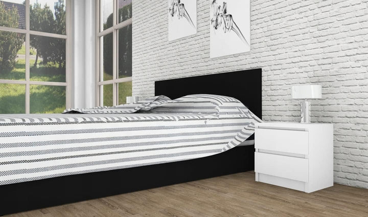 VBChome Nachttisch 40 x 30 x 40 cm Weiss-Eiche Nachttisch mit Zwei Schubladen für das Schlafzimmer G