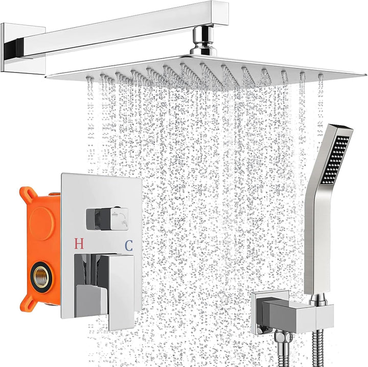 Duschsystem Unterputz Duscharmatur Set mit Regendusche 30x30cm Kopfbrause Handbrause, Unterputz Arma