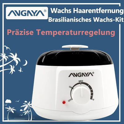 ANGNYA Waxing Set Wachswärmer set mit Hartwachsperlen 400g und Wachsheizspateln 20 Stück, einem Sili