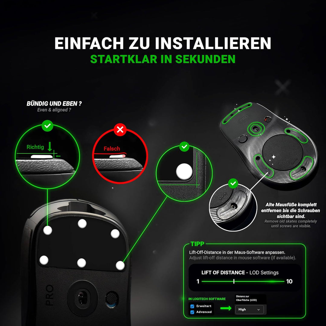 SensoryBoost DPS (d) Dot-Skates (PTFE) Universelle Mausfüsse für ultraschnelles Gleiten & minimale R