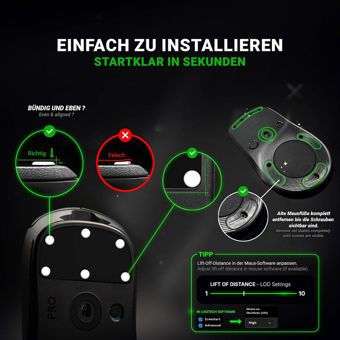 SensoryBoost FPS (d) Dot Skates (PTFE) Universelle Mausfüsse für maximale Kontrolle &amp; präzises Gleit