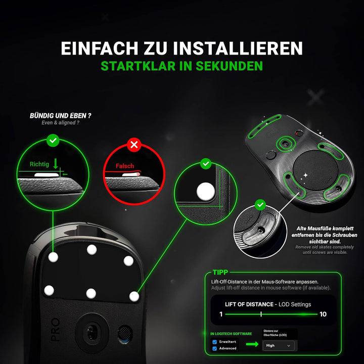SensoryBoost FPS (d) Dot Skates (PTFE) Universelle Mausfüsse für maximale Kontrolle &amp; präzises Gleit